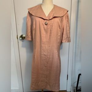 Liz Claiborne Blush Midi Dress with Collar Accent